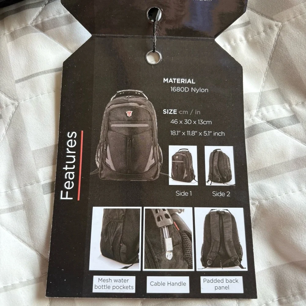 Dukap Eminent Laptop Backpack, Black, NWT